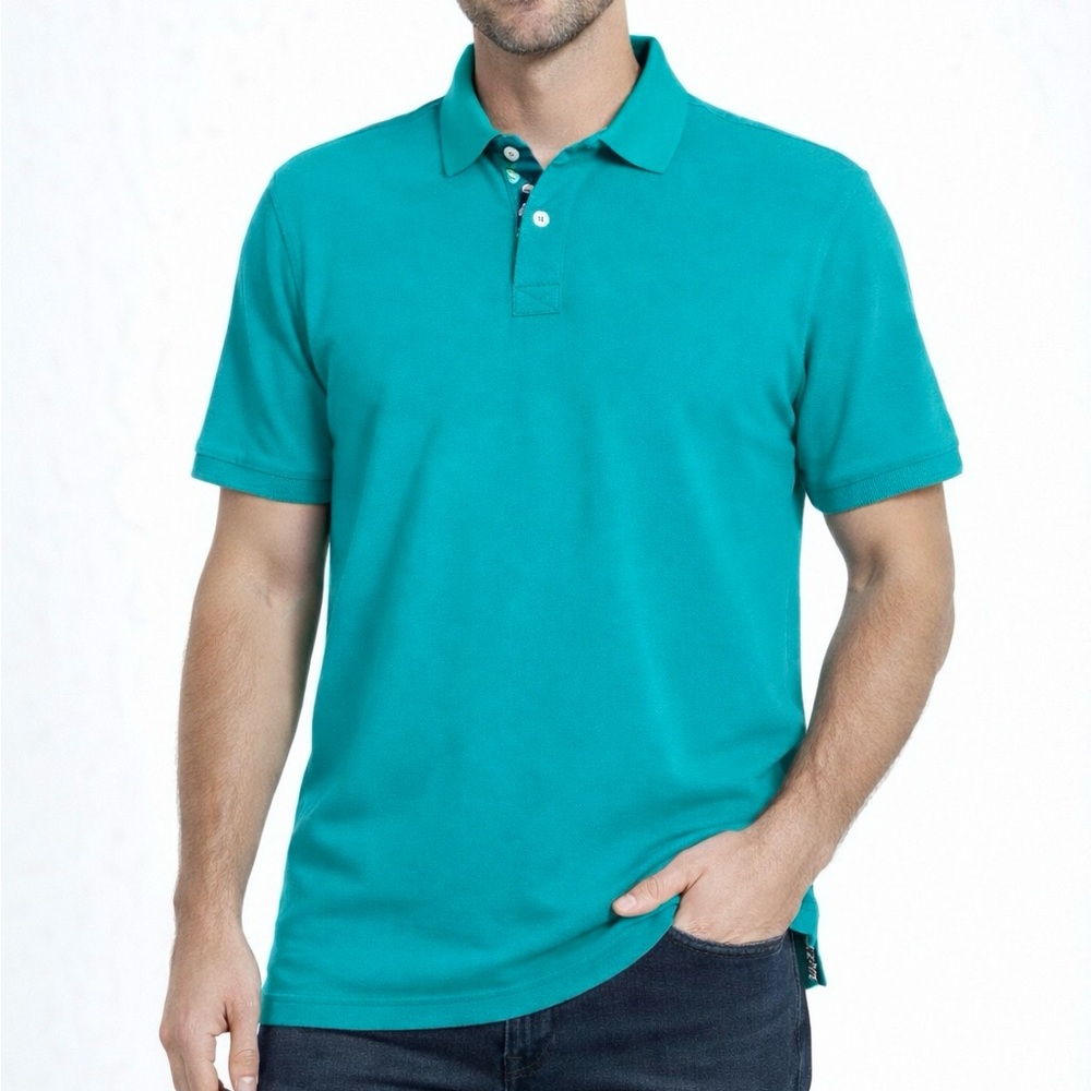 Bristol & Bull Men’s Cotton Polo Shirt – Teal Green – Size Large